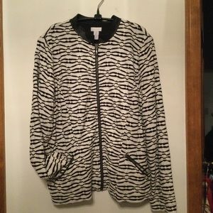 NWT Chicos Jacket with Faux Leather Trim. Size L